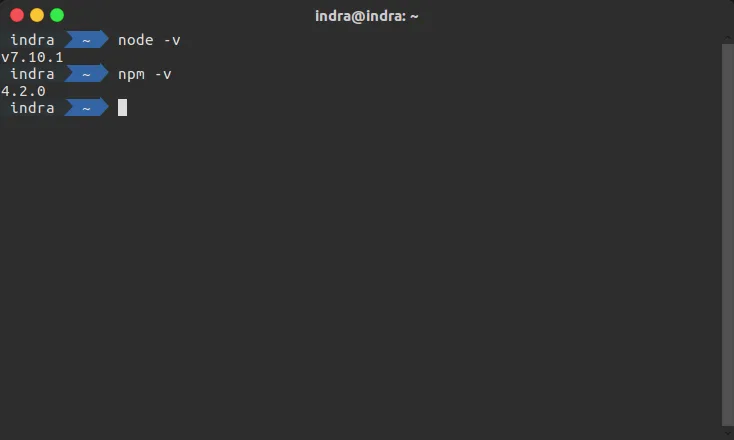 Versi Node JS 7.10