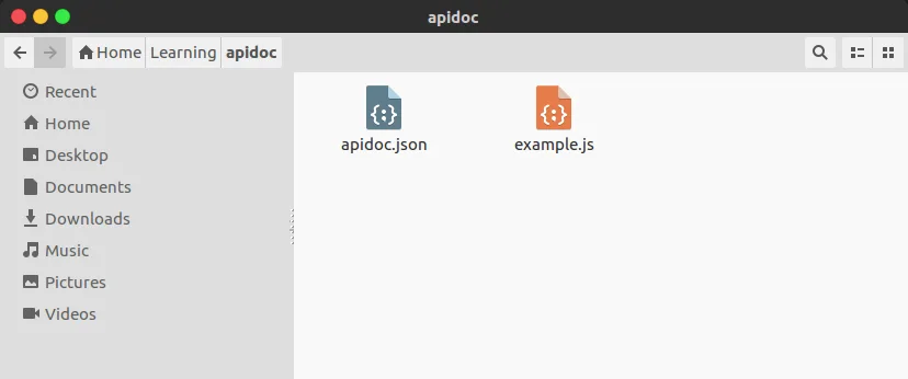 File Apidoc.json dan Example.js